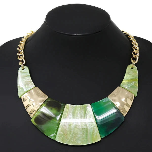 Marble Acetate Curved Short Necklace