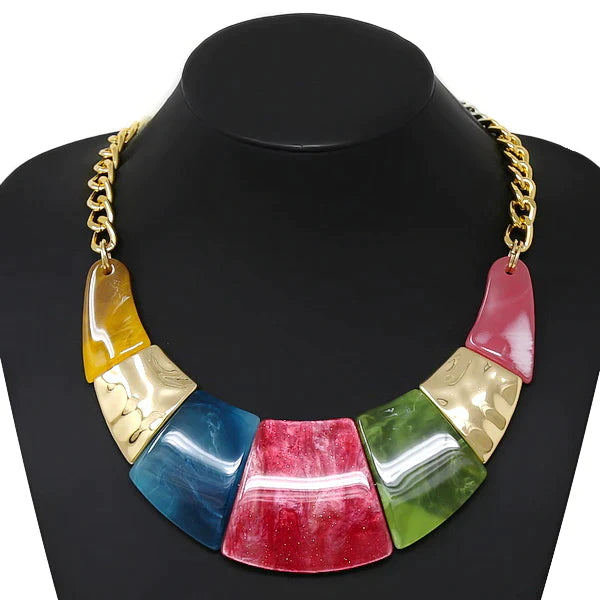 Marble Acetate Curved Short Necklace