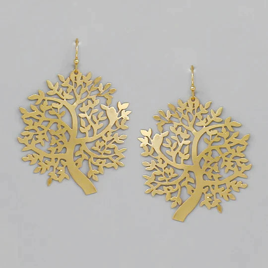 Tree Shape Filigree Dangle Earrings