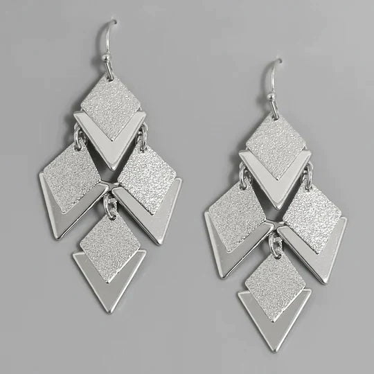 Rhombus Shape Layered Metal Earrings