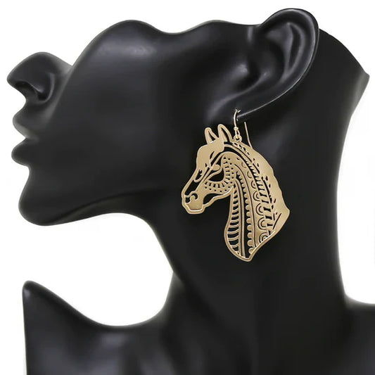 Horse Filigree Drop Earrings