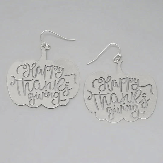 Happy Thanksgiving Filigree Earrings