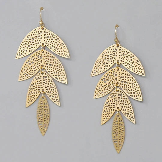 Leaf Textured Filigree Earrings