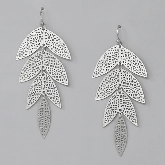 Leaf Textured Filigree Earrings