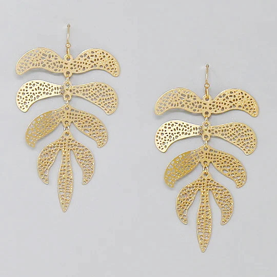 Leaf Textured Filigree Earrings