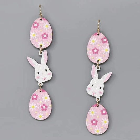 Happy Easter Bunny Car Glitter Earrings