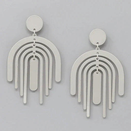 Geometric Metal Drop Earrings