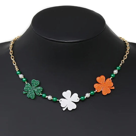 Four Leaf Clover Beaded Short Necklace