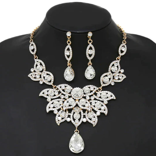 Glass Stone Statement Necklace Set