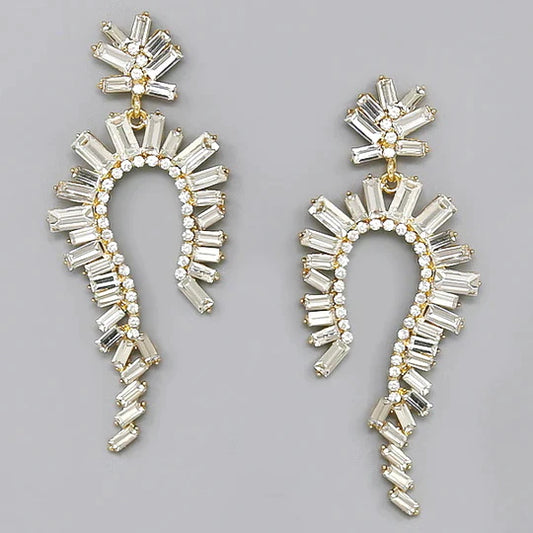 Glass Stone Pave Statement Earrings