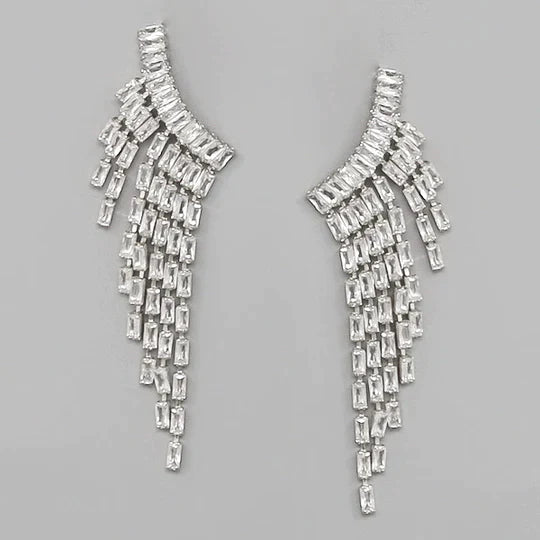 CZ Pave Fringed Statement Earrings