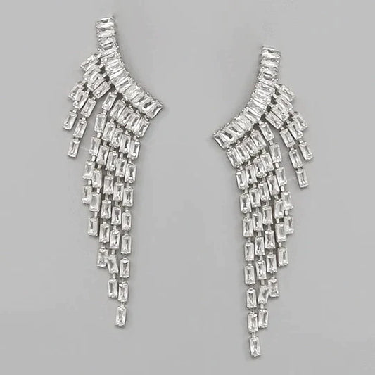 CZ Pave Fringed Statement Earrings