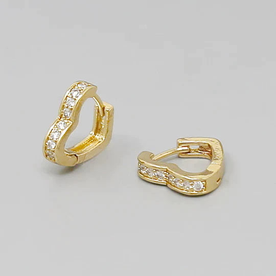 Pave Heart Huggie Hoop Earrings