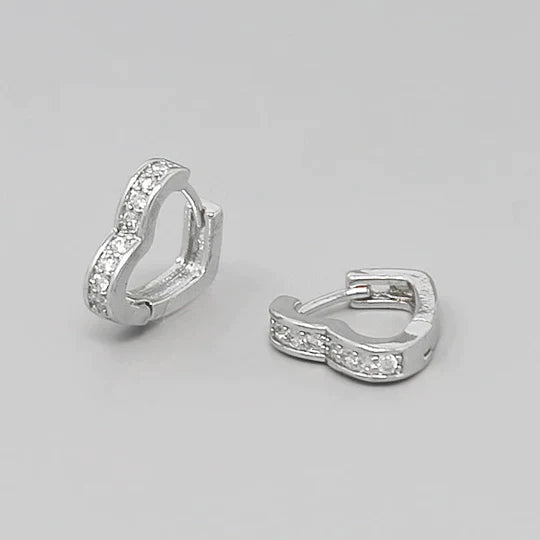 Pave Heart Huggie Hoop Earrings