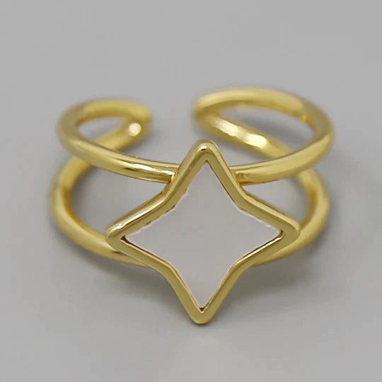 Shell Star Gold Dipped Adjustable Ring