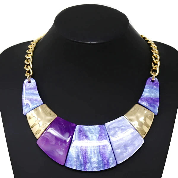 Marble Acetate Curved Short Necklace