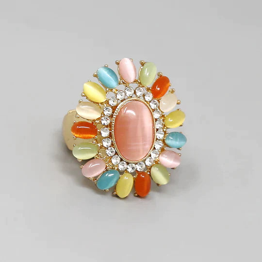 Glass Stone Embellished Stretch Ring