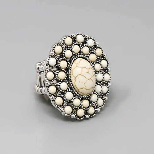 Natural Stone Embellished Stretch Ring