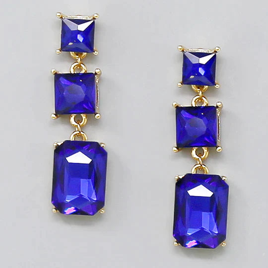 Square Glass Stone Drop Earrings