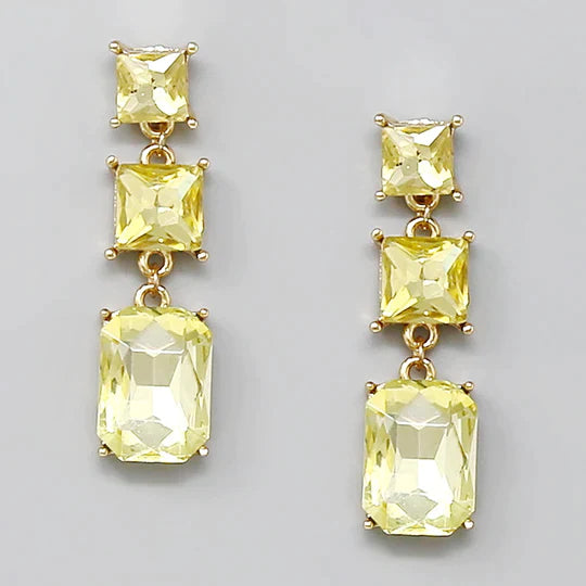 Square Glass Stone Drop Earrings