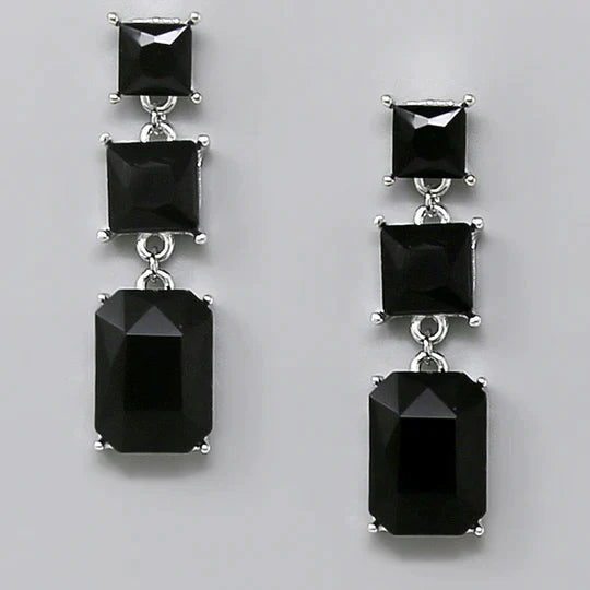 Square Glass Stone Drop Earrings