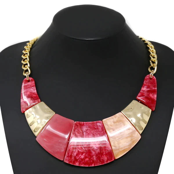 Marble Acetate Curved Short Necklace