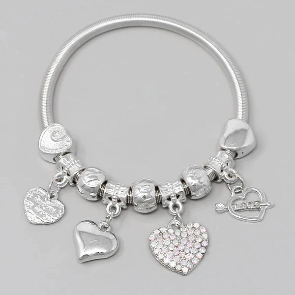 Heart Sliding Charm Spring Bracelet