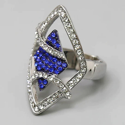 Rhombus Rhinestone Pave Stretch Ring