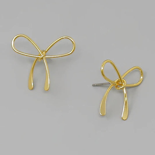 Bow Gold Dipped Metal Stud Earrings