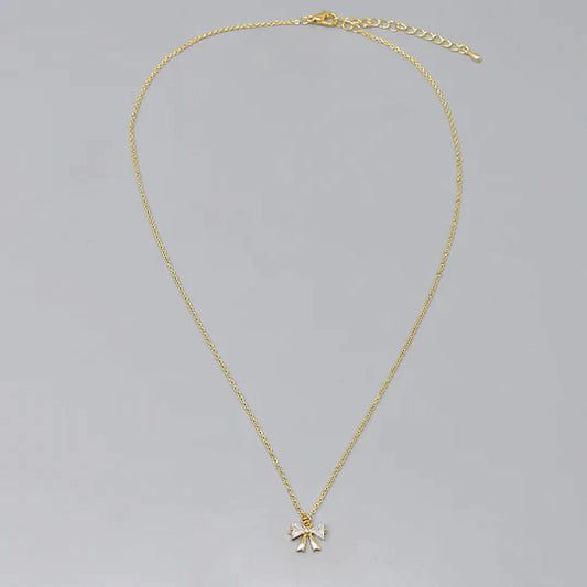 Bow Pendant Gold Dipped Short Chain Necklace