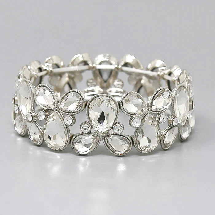 Glass Stone Embellished Stretch Bracelet