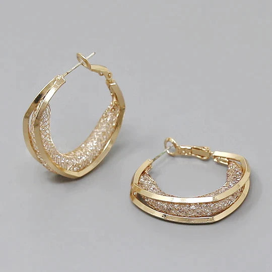 Mesh Detail Squared Hoop Earrings