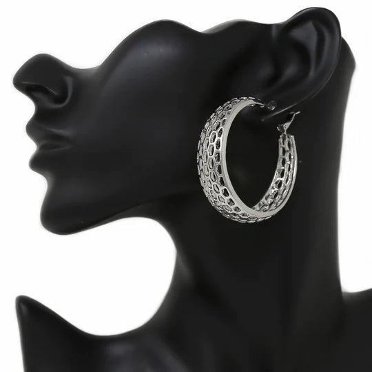 Perforated Metal Hoop Earrings