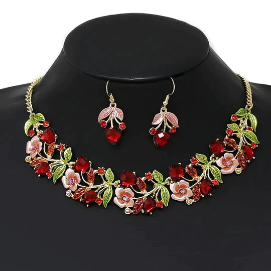 Heart And Flower Vine Statement Necklace