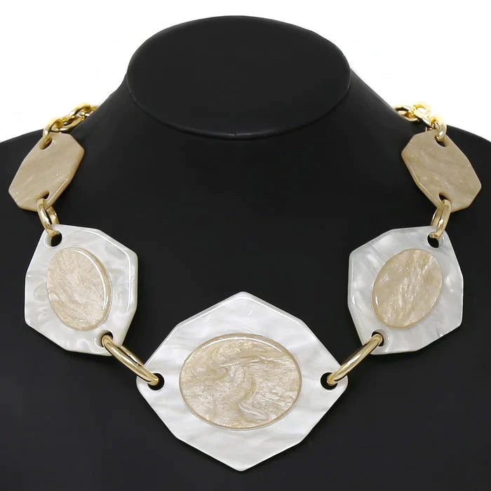 Geometric Acetate Plate Linked Short Necklace